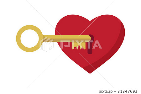 lock with heart shaped key, 31347693