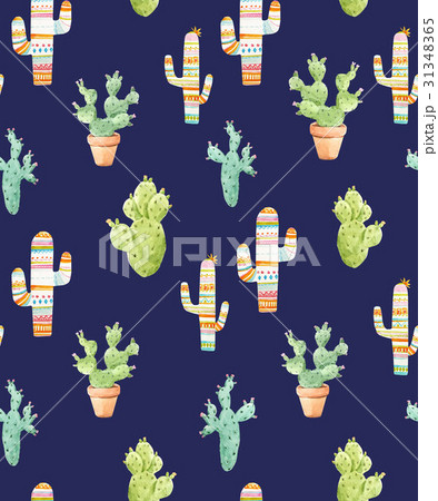 Watercolor cactus pattern Watercolor cactus pattern 31348365