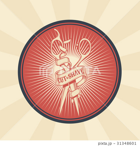 Vector vintage badge, sticker, sign for barber Vector vintage badge, sticker, sign for barber 31348601