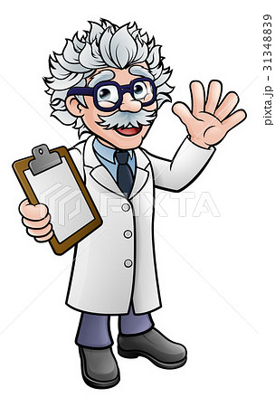 Cartoon Scientist Professor with Clipboard Cartoon Scientist Professor with Clipboard 31348839