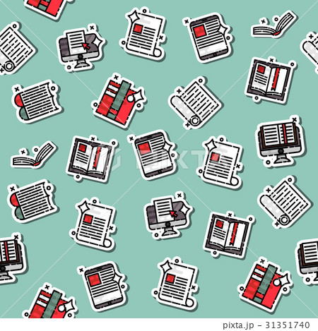 Library flat icons pattern 31351740