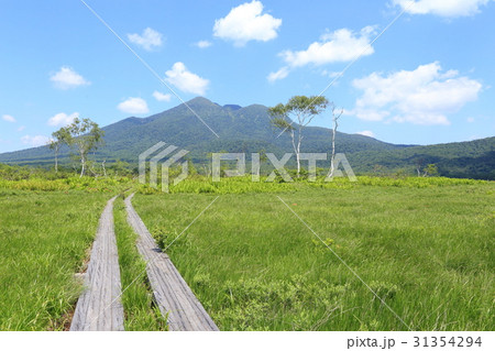 夏の尾瀬 竜宮小屋付近から燧ケ岳を見る 夏の尾瀬 竜宮小屋付近から燧ケ岳を見る 31354294
