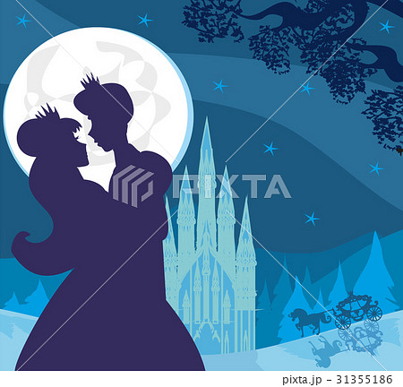 Princess and prince kiss in the night 31355186