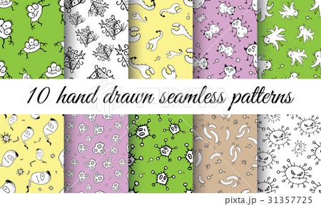 Vector Doodle Bacteria Pattern 31357725