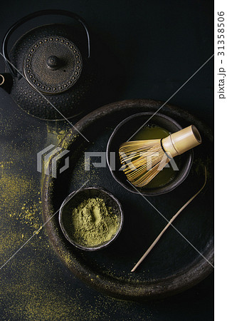 Green tea matcha powder and drink Green tea matcha powder and drink 31358506