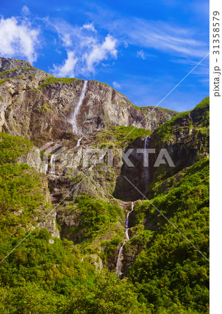 Waterfall in Fjord Sognefjord - Norway 31358579