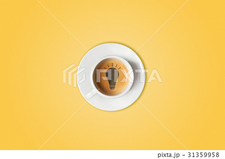 Lightbulb made in cup of coffee. Brain storm, idea 31359958