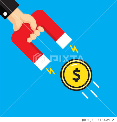 Hand holding a magnet. Concept of attracting money 31360412