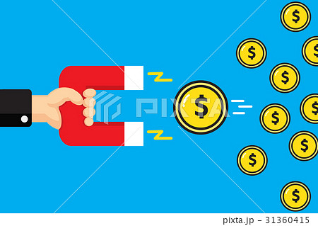 Hand holding a magnet. Concept of attracting money 31360415