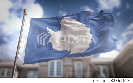 Antarctica Flag 3D Rendering on Blue Sky Building 31360613
