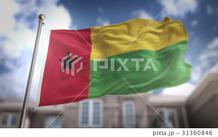 Guinea-Bissau Flag 3D Rendering on Blue Sky 31360846