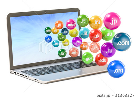 Set of colored  balls with domain names 31363227