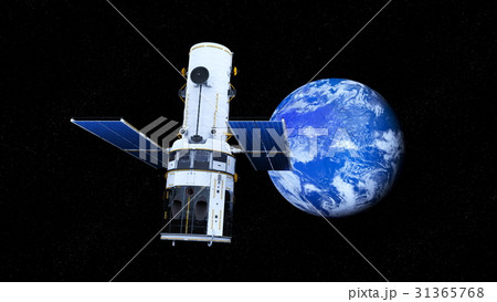 地球と人工衛星のイラスト素材