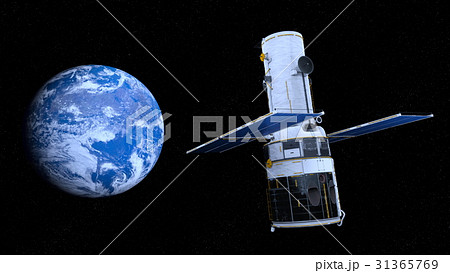 地球と人工衛星のイラスト素材