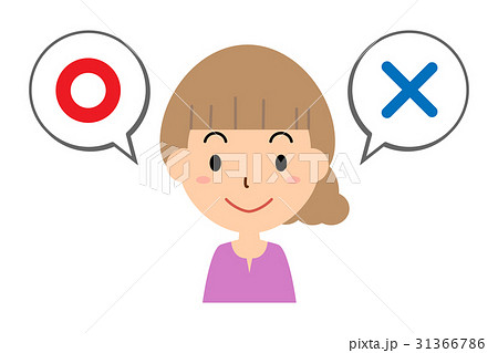 女性　マルバツ　ふきだし 31366786
