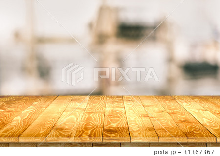 Empty wooden table for product placement 31367367