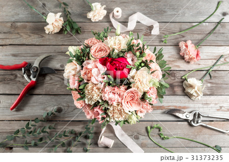 flowers and garden tools. The florist work table 31373235