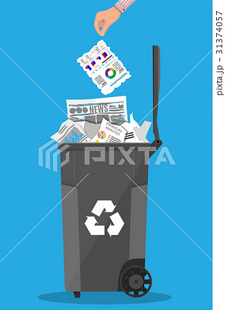 Trash recycle bin container full of paper Trash recycle bin container full of paper 31374057