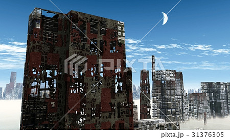 Birdseye view of the future city 3D render 31376305