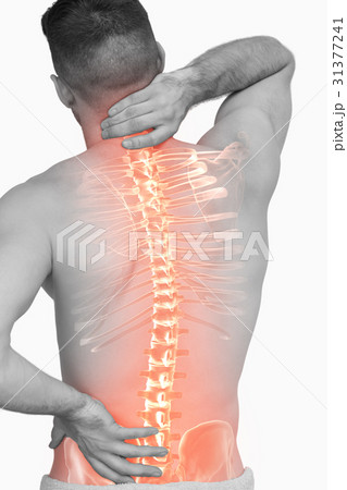 Digital composite of highlighted spine of man Digital composite of highlighted spine of man 31377241