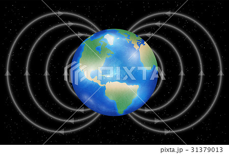 earth planet with magnetic field on a black backgr 31379013