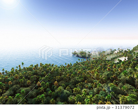 Palms on the tropical beach 3d rendering 31379072