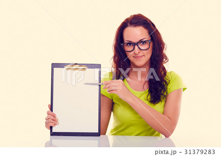 Young woman with folder. Toned Young woman with folder. Toned 31379283