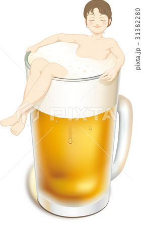ビール女子 浴びるのイラスト素材