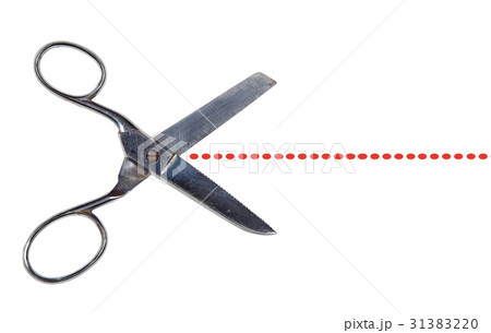 Scissors on white with red dots Scissors on white with red dots 31383220