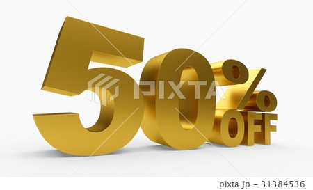 3D rendering golden discount 50 percent off 3D rendering golden discount 50 percent off 31384536
