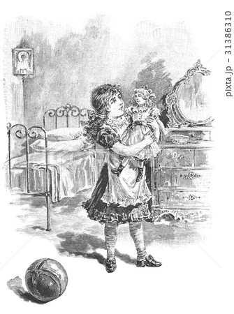 Little girl play with a rag doll 31386310