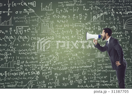 Businessman shouting through megaphone 31387705