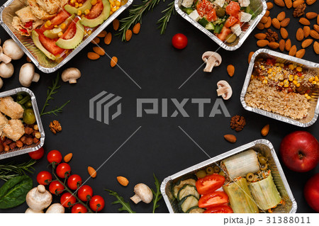 Healthy food take away in boxes, background on 31388011