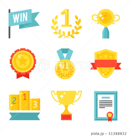 Vector Trophy Champion Cup Flat Icon Winner Goldのイラスト素材 31388832 Pixta