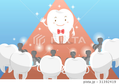 cartoon tooth with paparazzi 31392419