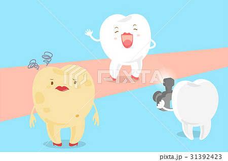 cartoon tooth with paparazzi 31392423