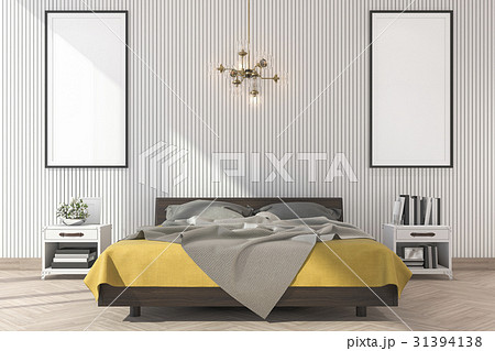 minimal yellow bed with mock up frame in bedroom minimal yellow bed with mock up frame in bedroom 31394138