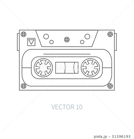 Line flat vector icon audiocassette. Hipster style Line flat vector icon audiocassette. Hipster style 31396193