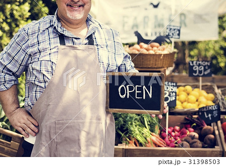 Man owner fresh grocery organic shop Man owner fresh grocery organic shop 31398503