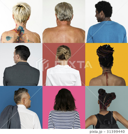 Collages diverse people backview concept Collages diverse people backview concept 31399440