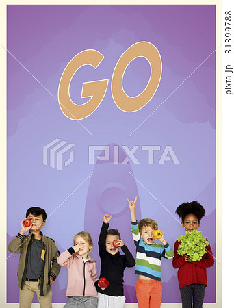 Group of school kids with aspiration word graphic Group of school kids with aspiration word graphic 31399788