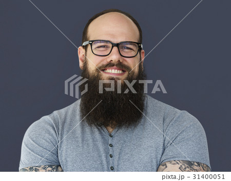 Man mustache smiling studio portrait 31400051