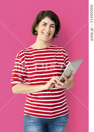 Adult Woman Using Digital Tablet Studio 31400066