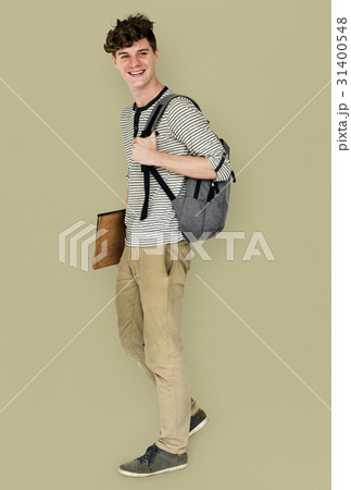 Caucasian student man standing with casual outfit 31400548