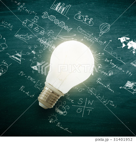 Light bulb with drawing of business strategy plan 31401952