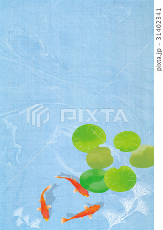 水草と金魚の和風イメージ 和紙 31402341