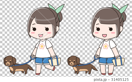 小型犬の散歩をする女性 31405125