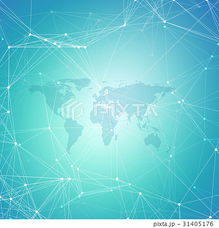 World map with shadow on blue. Abstract global 31405176