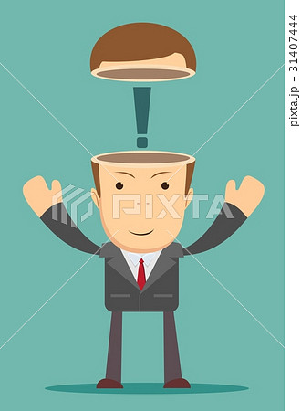 Open minded man with exclamation mark inside. 31407444