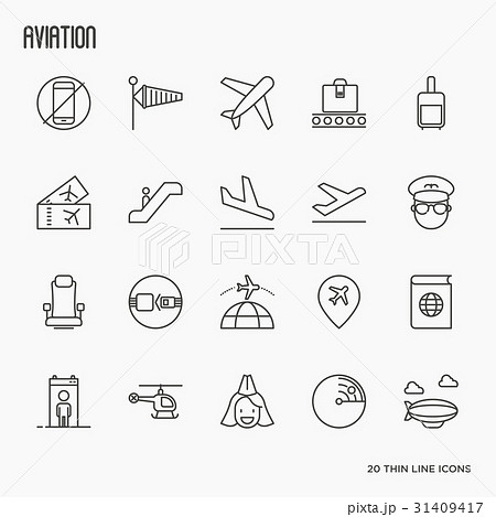 Airport, aviation and tourism simple icons 31409417